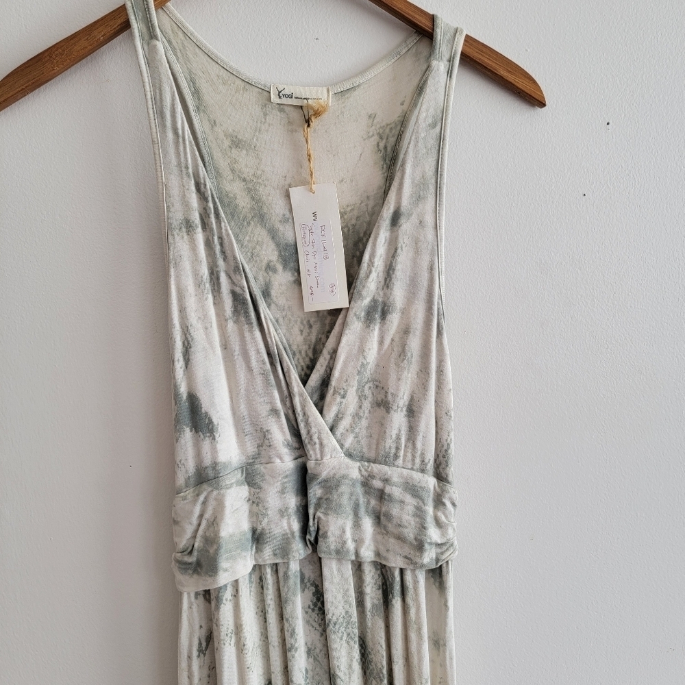 Yogi Wear Snake Skin Tie Dye Maxi Dress Jersey Stretch Green Small